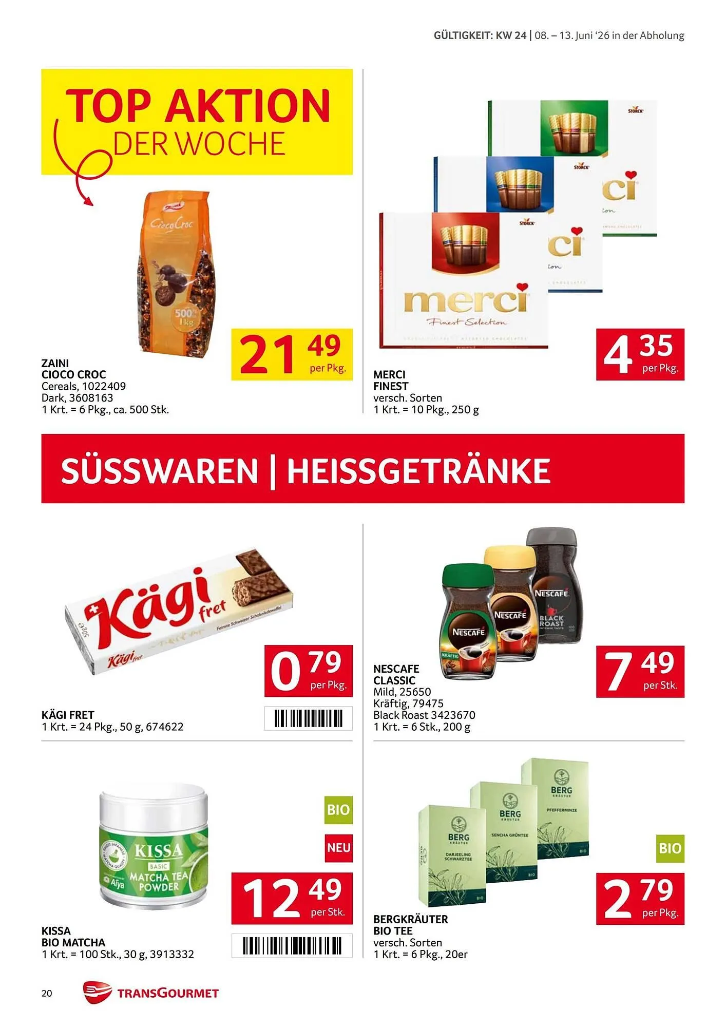 Transgourmet Flugblatt von 8. Juni bis 13. Juni 2026 - Flugblätt seite 20