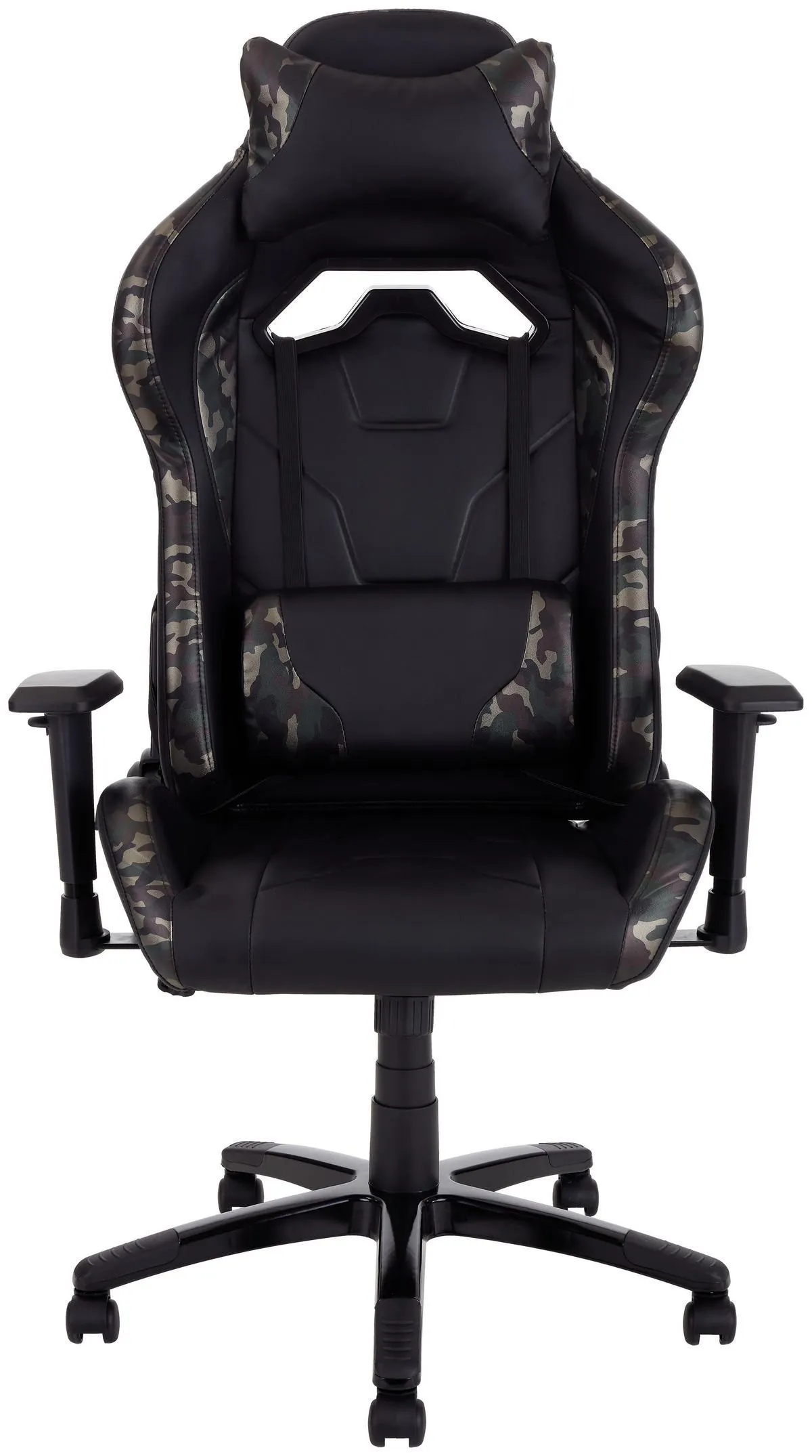 Stuhl Racer Military mit Rückenkissen, Schwarz