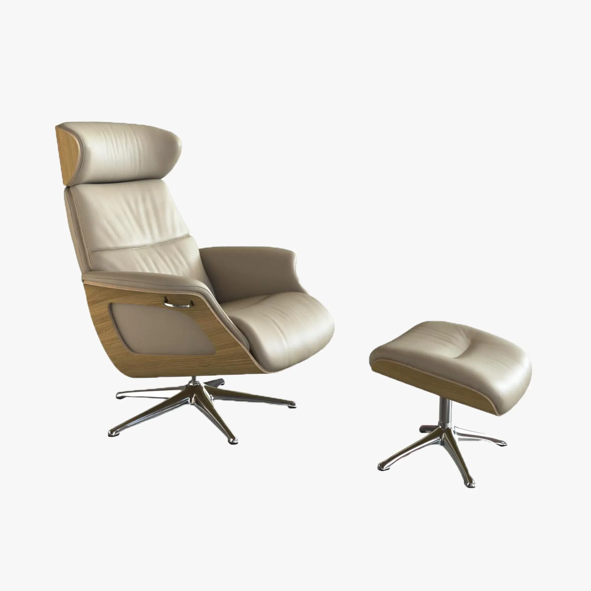 RELAXO Sessel/Hocker Leder sand/Eiche