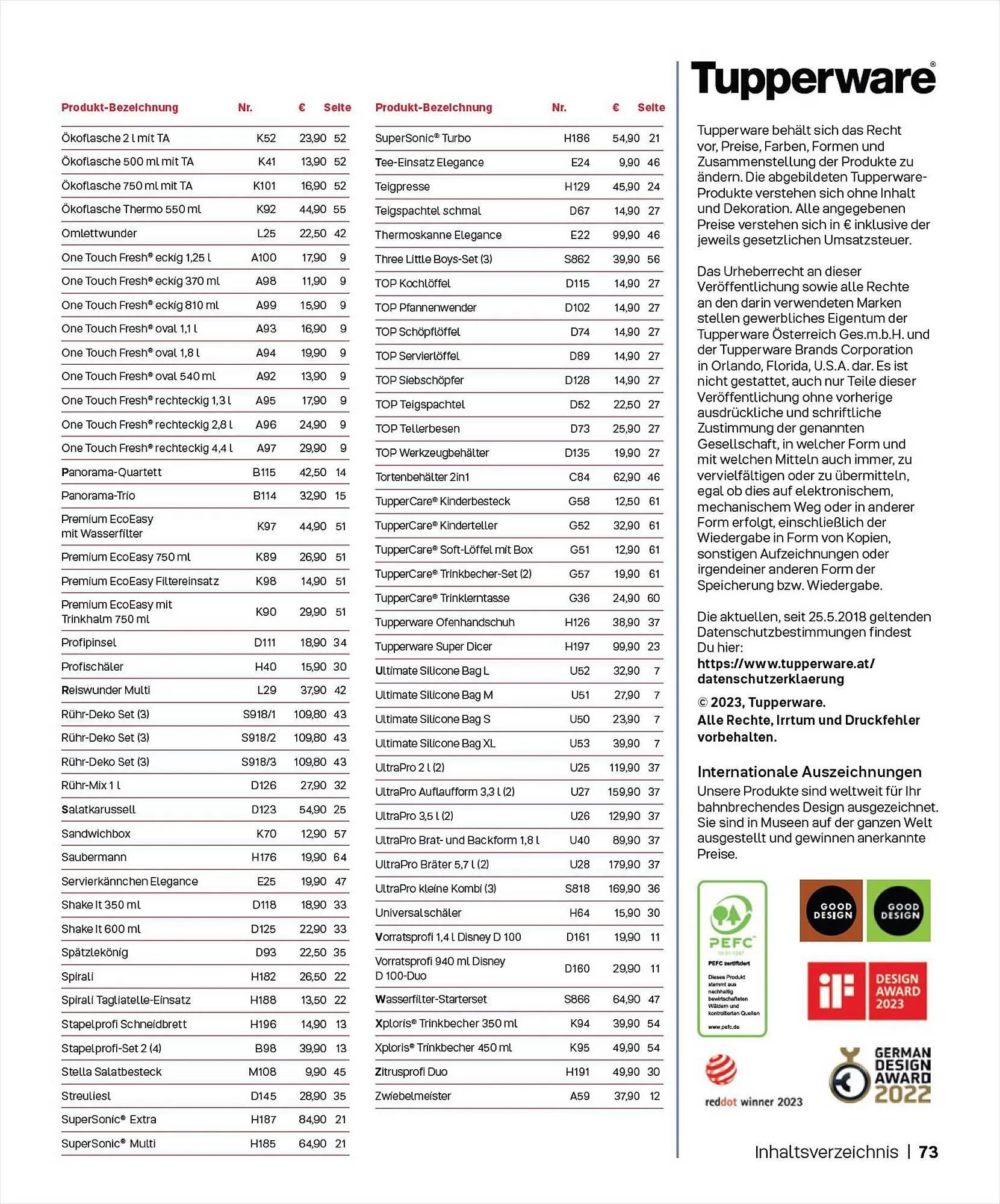 Tupperware Flugblatt von 1. September bis 29. Februar 2024 - Flugblätt seite 73