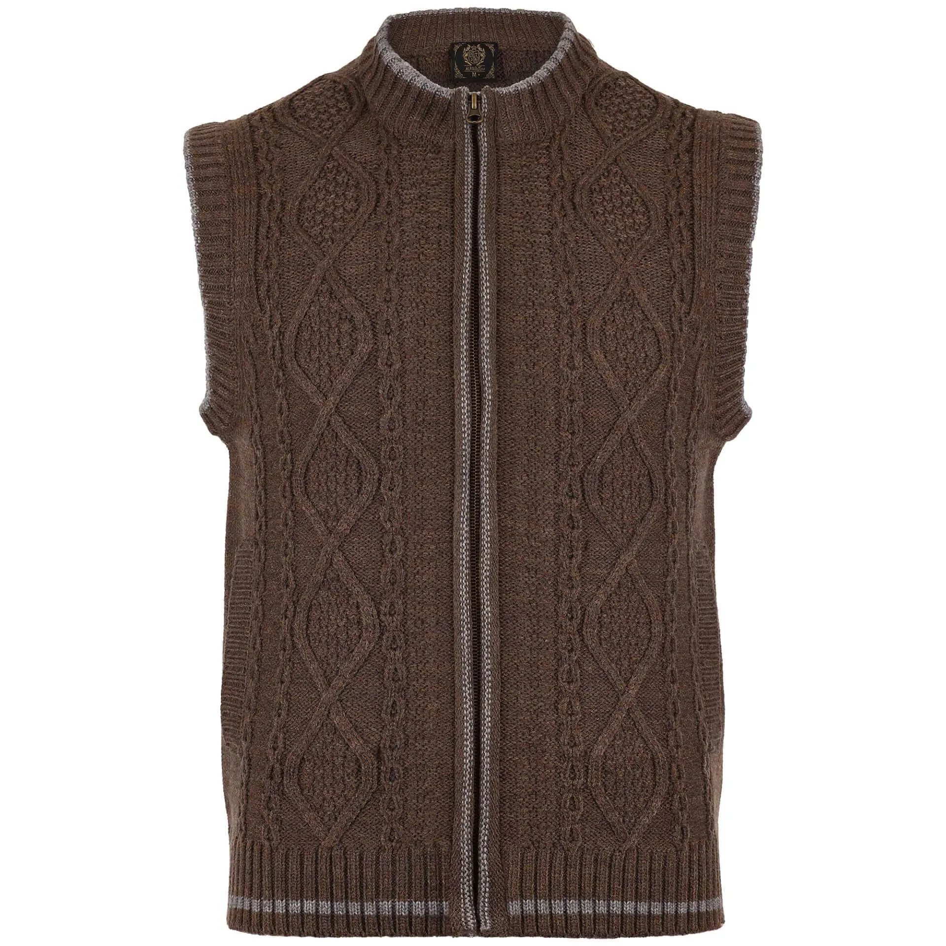 Herren Trachten Strickweste "Anton", mit Reißverschluss, Braun