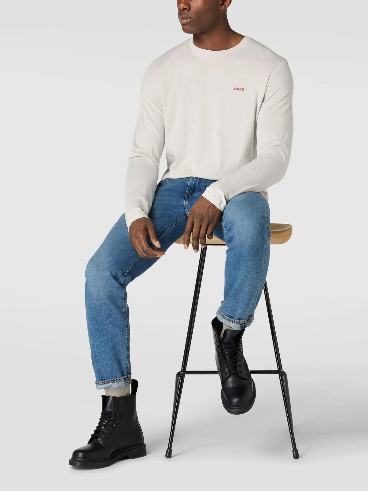 Sweatshirt mit Label-Detail Modell 'Derol' in beige