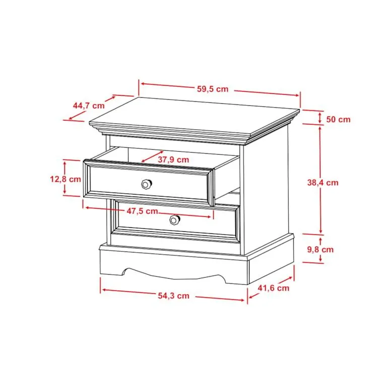 Steiner Shopping Nachtkommode Gyronde 13, Kiefer massiv Vollholz, weiß lackiert - 53 x 60 x