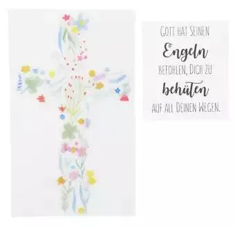 Wachsmotiv Blumenkreuz und Spruch, 2 Stück
