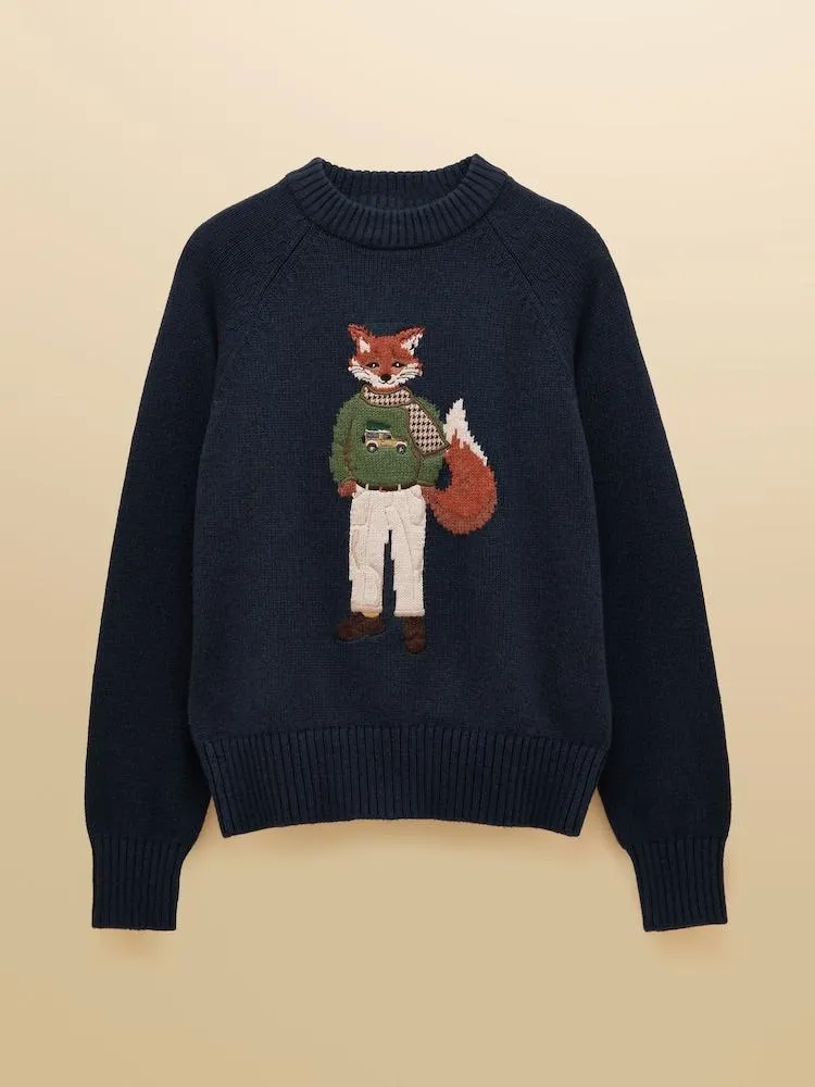 Joules – Intarsien-Pullover mit Rundhalsausschnitt aus Baumwollmischung