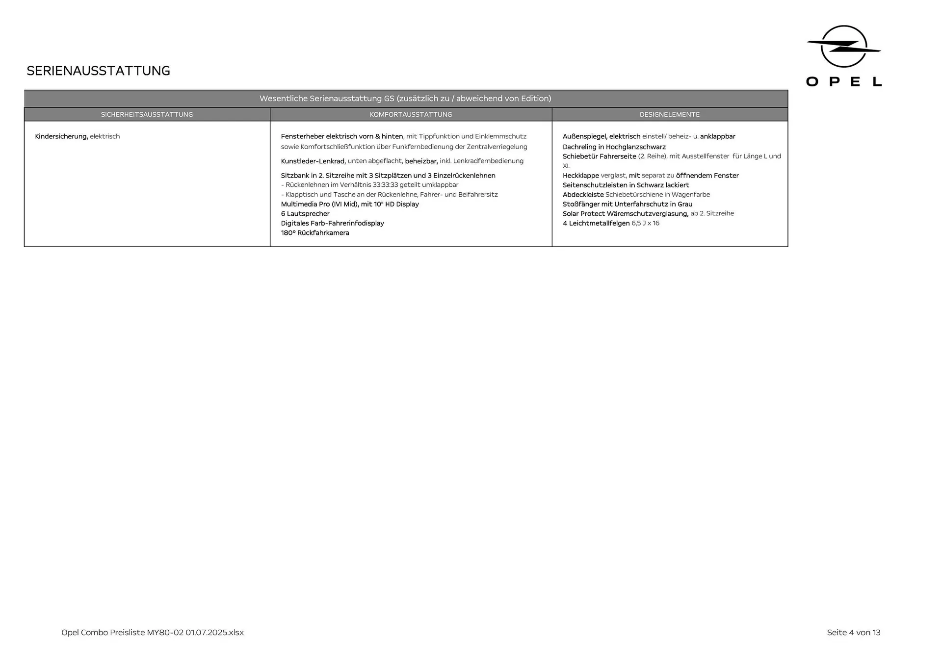 Opel Flugblatt von 18. August bis 18. November 2025 - Flugblätt seite 4