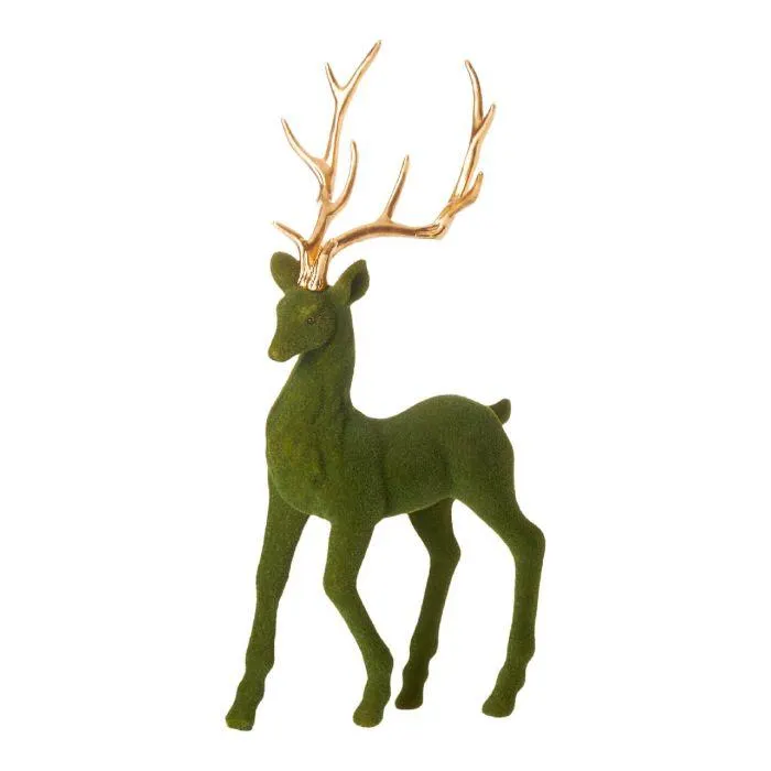Rentier Gold-Geweih, stehend/dunkelgrün, 33 cm
