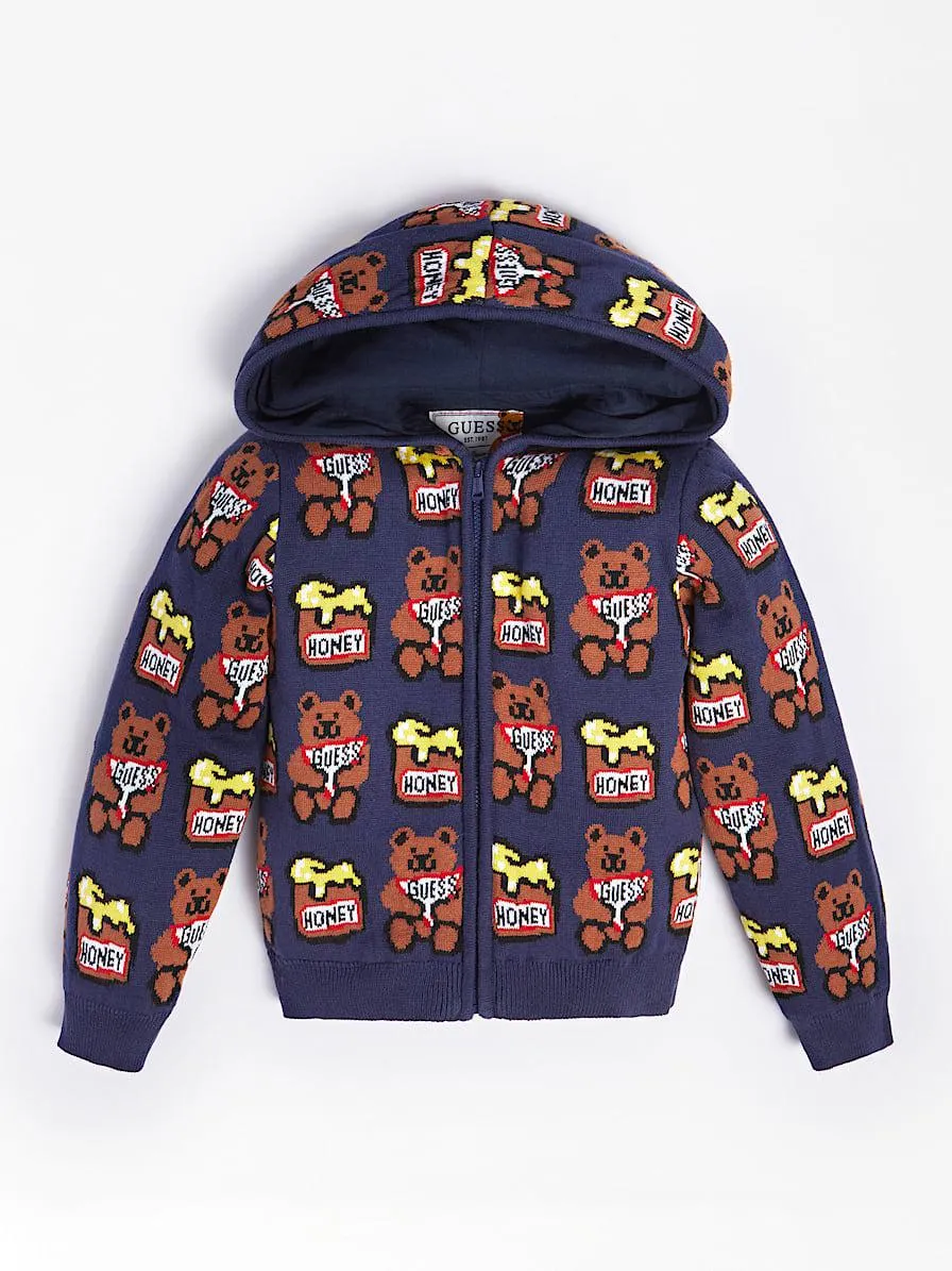 Jacquard-pullover allover-logo