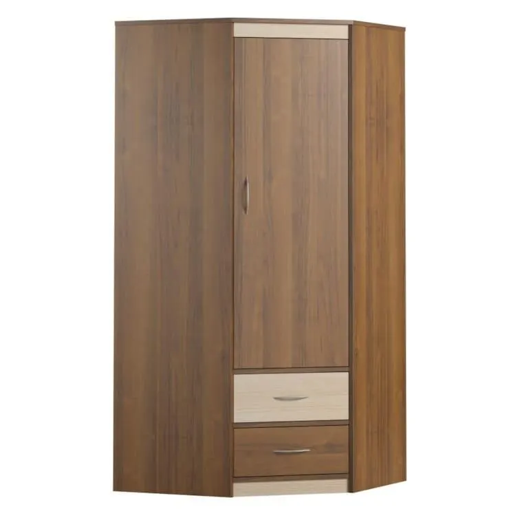 Easy Möbel Drehtürenschrank / Eckkleiderschrank Pasuruan 16, Farbe: Nuss / Ahorn - Abm