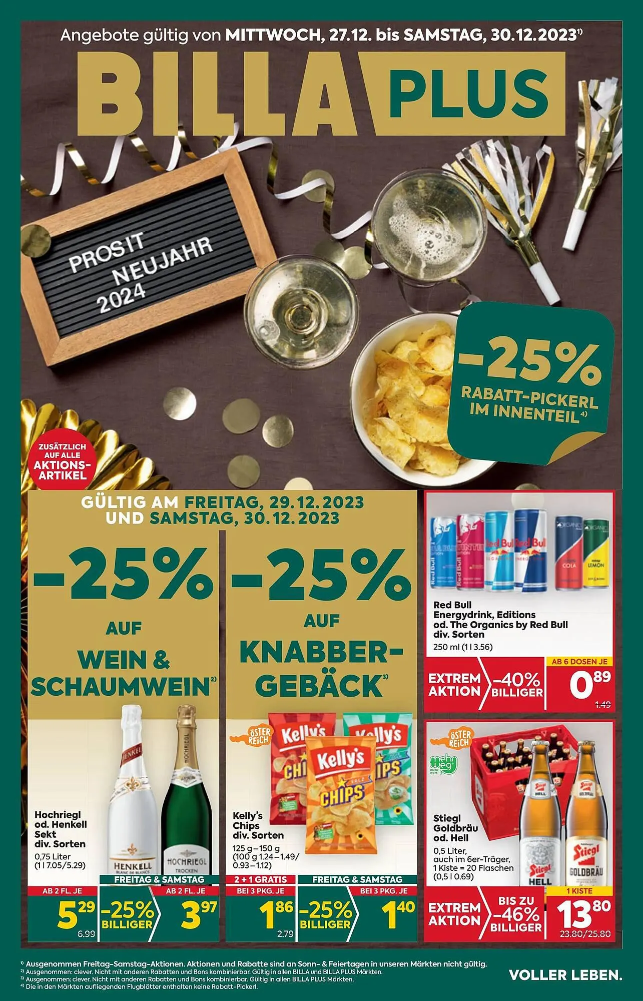 Billa Flugblatt von 26. Dezember bis 30. Dezember 2023 - Flugblätt seite 1