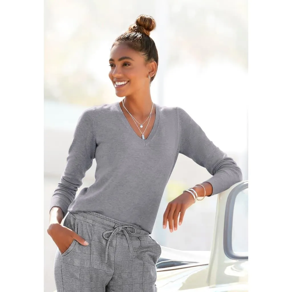 Vivance V-Ausschnitt-Pullover in taillierter Form, weicher Strickpullover, Basic, klassisch