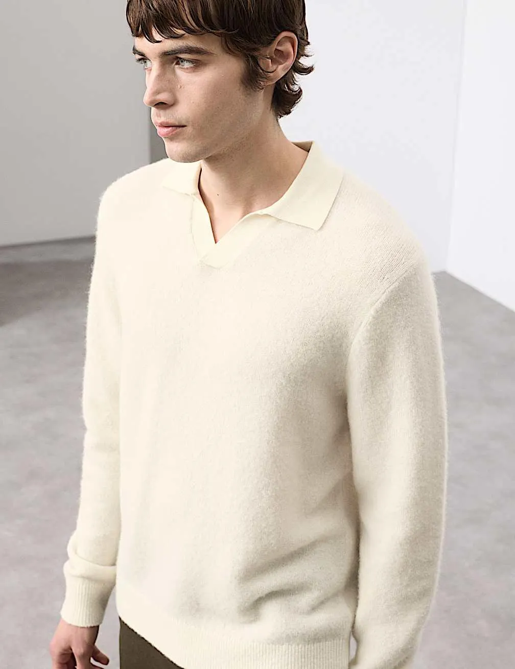 Pullover aus Merino-Mohairmischgewebe mit Blockstreifen