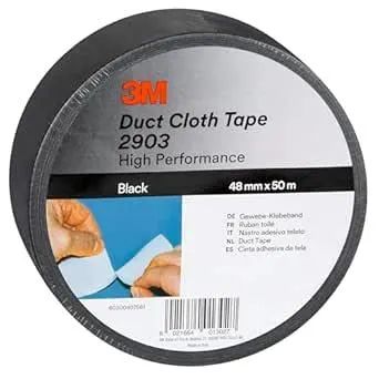 3M Universelles Gewebeklebeband 2903, Duct Tape, Starkes Panzertape, Reparatur Klebeband, Starke Klebkraft, leicht abreißbar, 48mm x 50m, Schwarz - 1 Rolle
