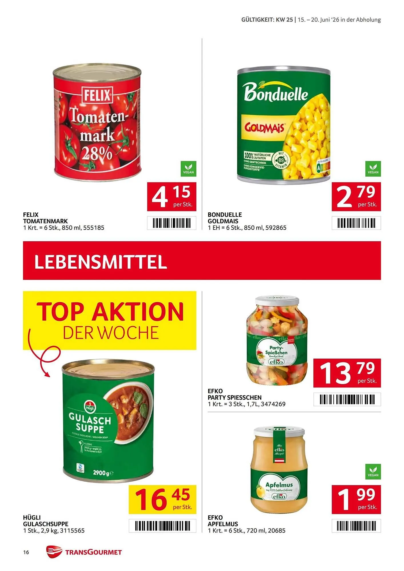 Transgourmet Flugblatt von 15. Juni bis 20. Juni 2026 - Flugblätt seite  16