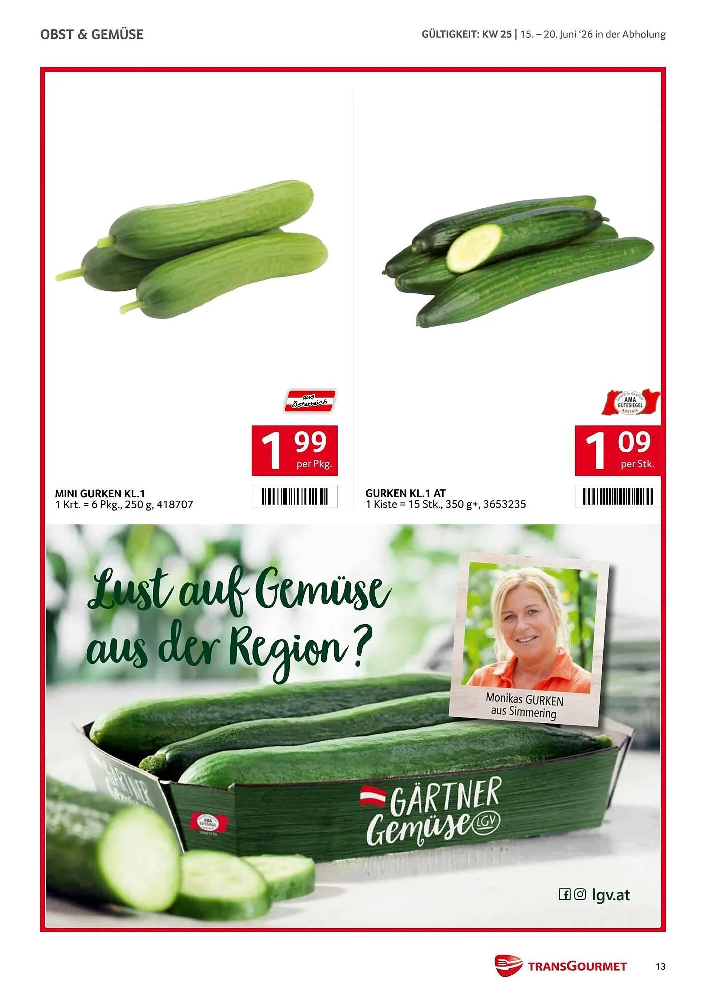 Transgourmet Flugblatt von 15. Juni bis 20. Juni 2026 - Flugblätt seite 13
