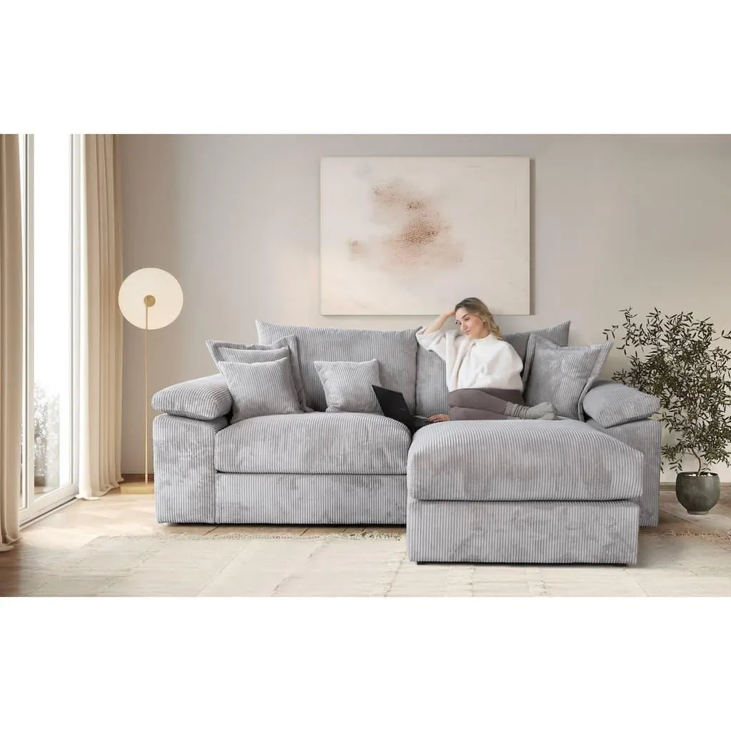 Home affaire Ecksofa »Soft&Cosy XL L-Form, B: 246 cm - OTTO. Verlässliche Qualität.« Mega-Sofa, Cord oder Chenille-Struktur, mit Federkern & 4 Zierkissen
