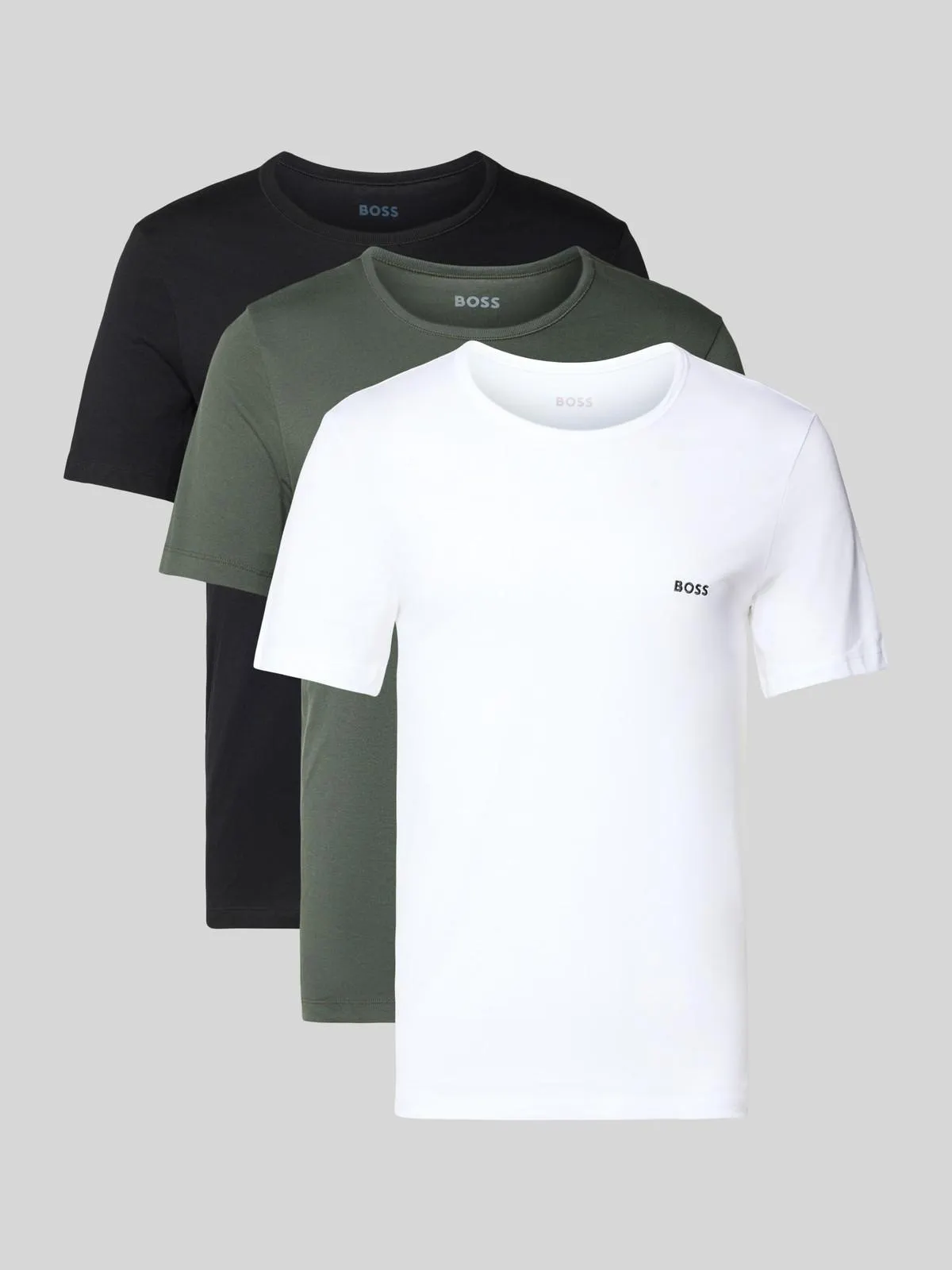 Regular Fit T-Shirt Set aus reiner Baumwolle im 3er-Pack in mittelgrau