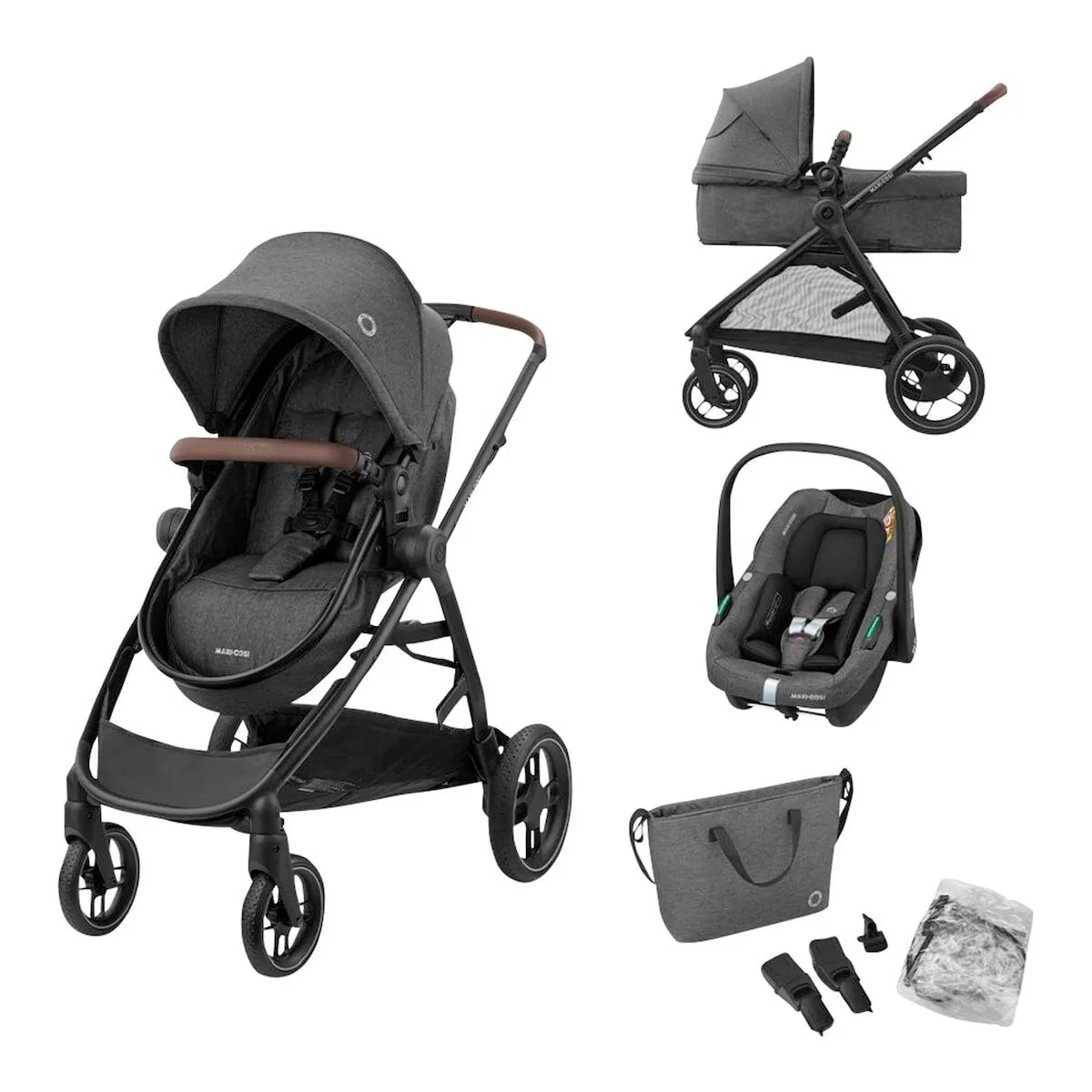 Kombikinderwagen Zelia S Trio-Set inkl. Babyschale CabrioFix dark grey