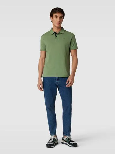Regular Fit Poloshirt mit Logo-Stitching in oliv