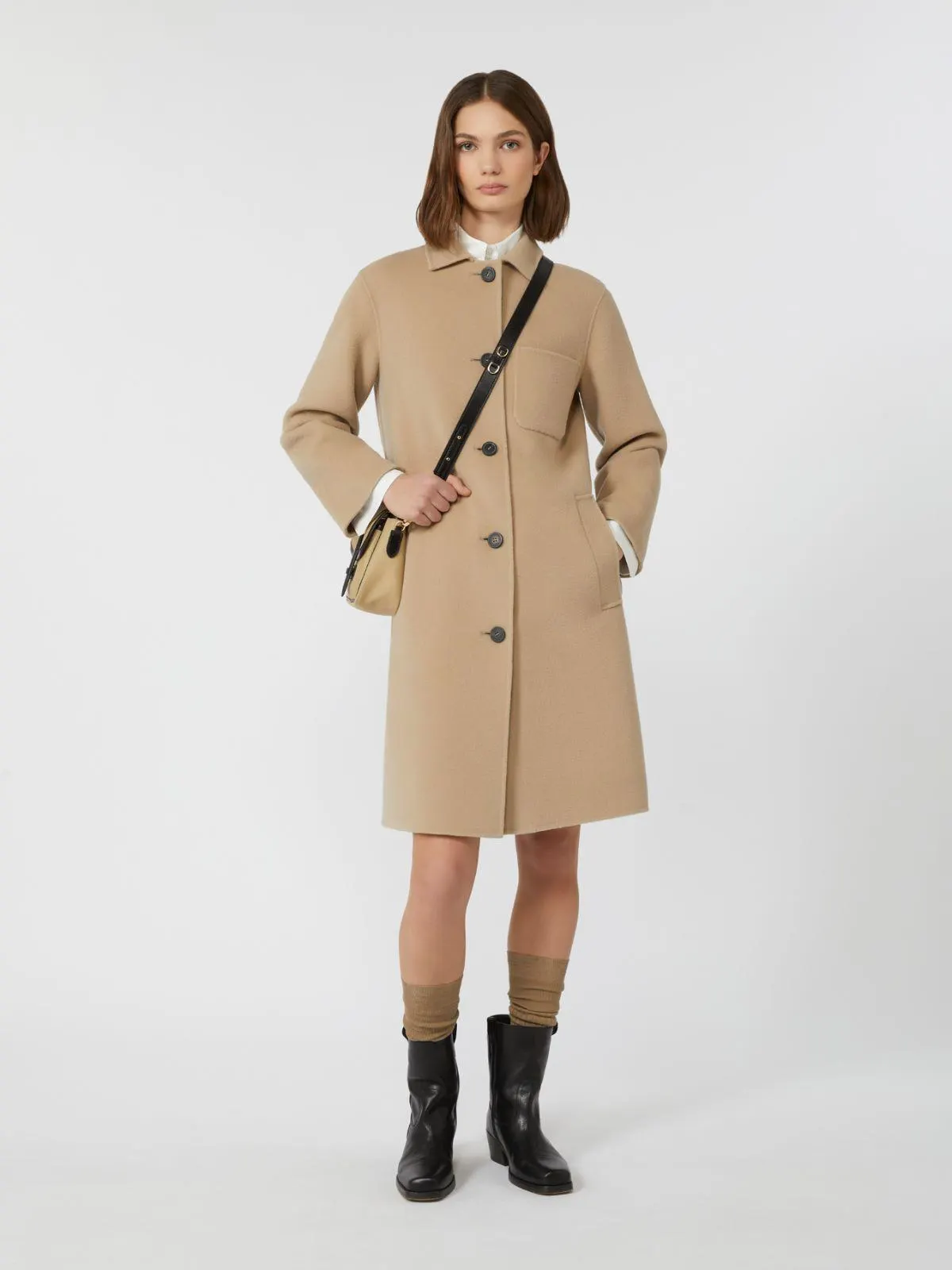 Single-breasted wool coat - Beige
