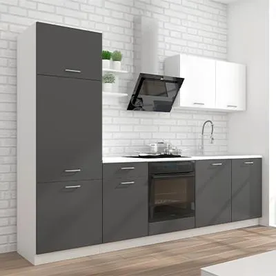 Küchenzeile Promo ohne Geräte 270 cm Grau/Weiß, Modern