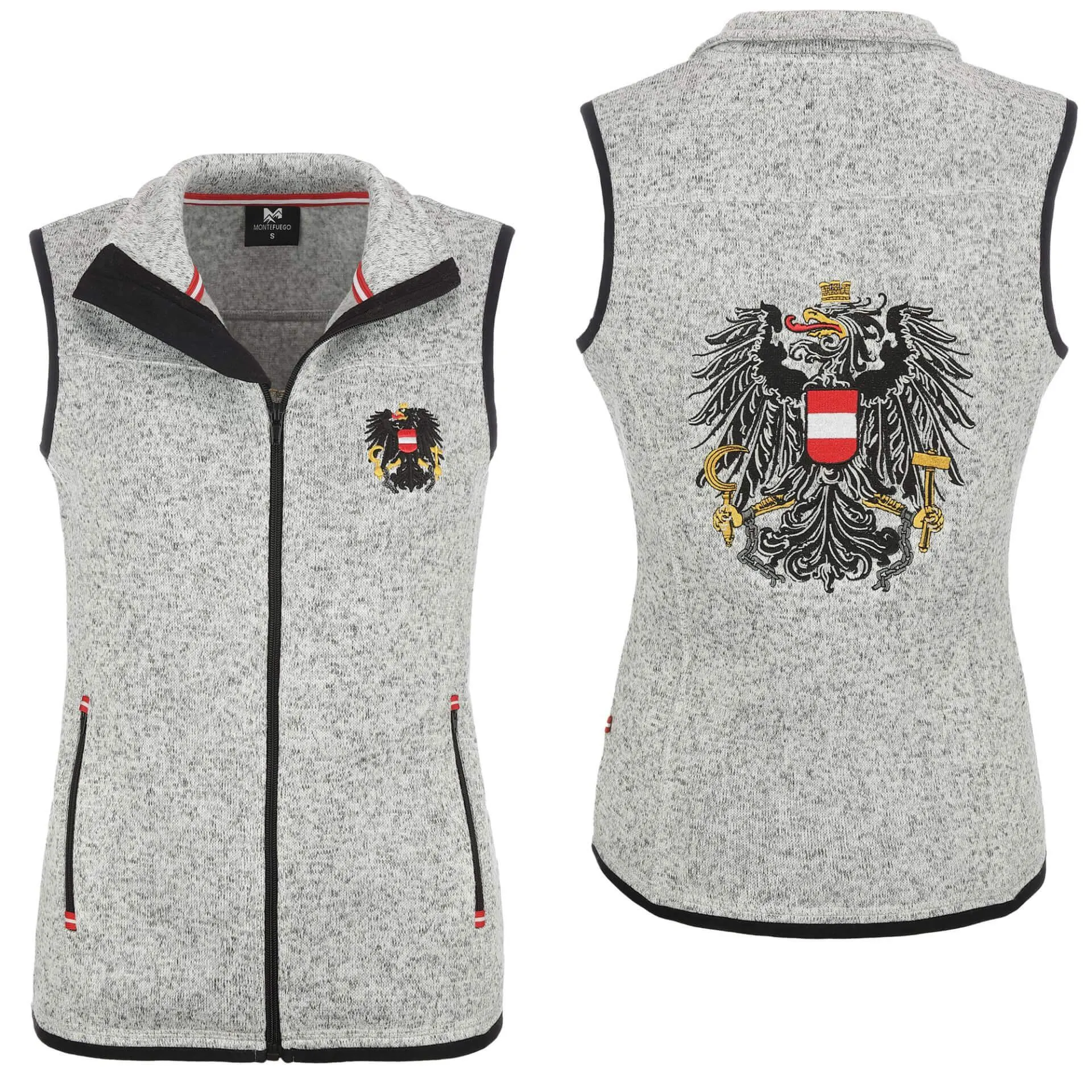 Damen Strickfleece Weste "Österreich", Hellgrau