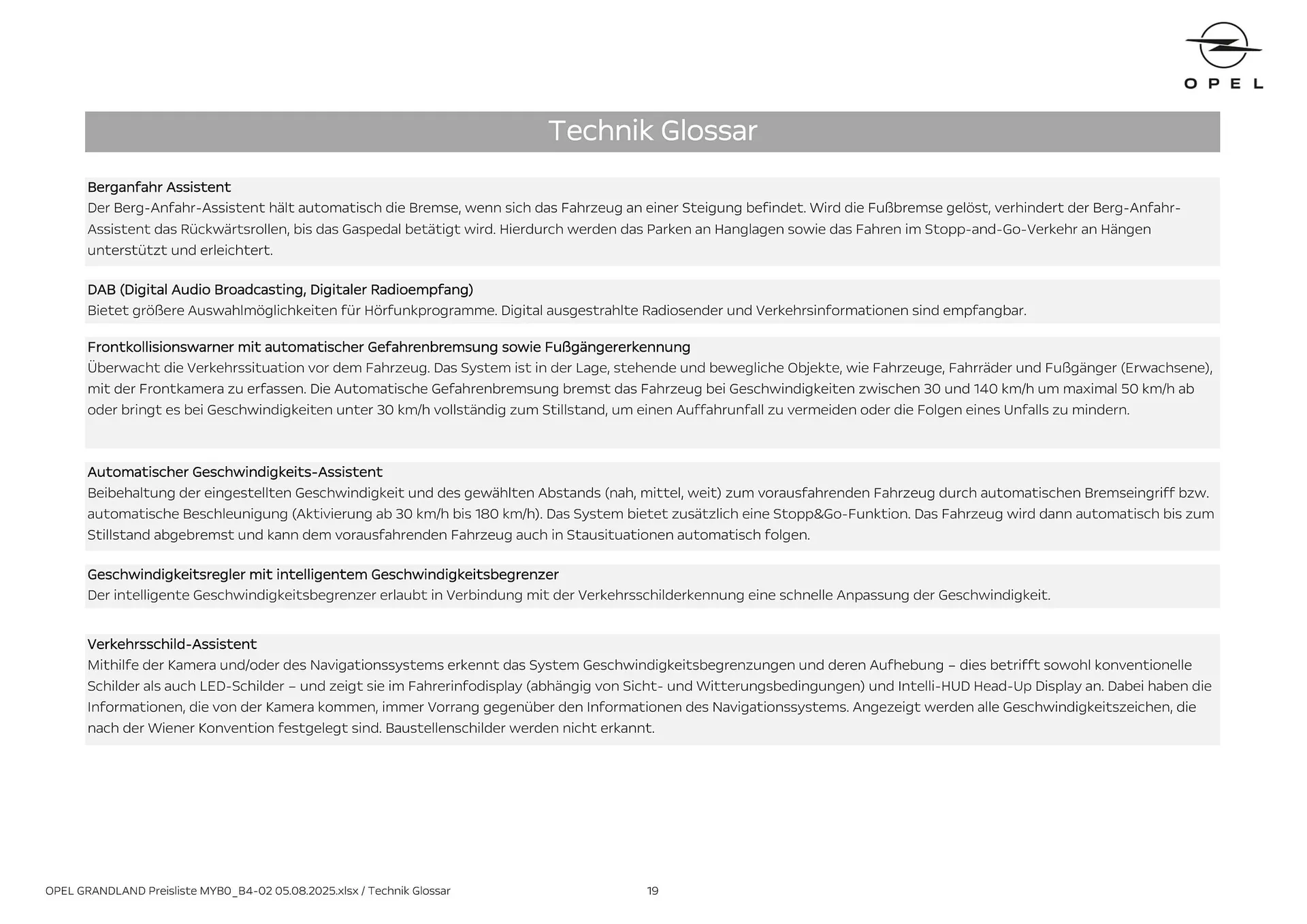 Opel Flugblatt von 18. August bis 18. November 2025 - Flugblätt seite  19