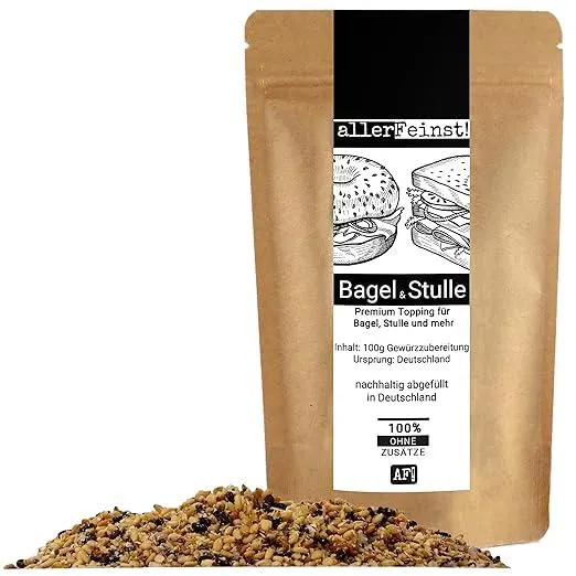 allerFeinst! - Bagel & Stulle - Seasoning für Brot, Stullen, Bagels, Brötchen, Avocado, Salat Topping und mehr - Premium Gewürzzubereitung - ohne Glutamat, 1er Pack (1 x 100g)