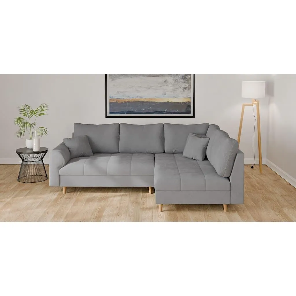 Home affaire Ecksofa »CHARRE L-Form mit Ottomane, Maße B/T/H: 231/161/81 cm« feine Steppung, lose Rücken- und Zierkissen, auch in Cord und Bouclé