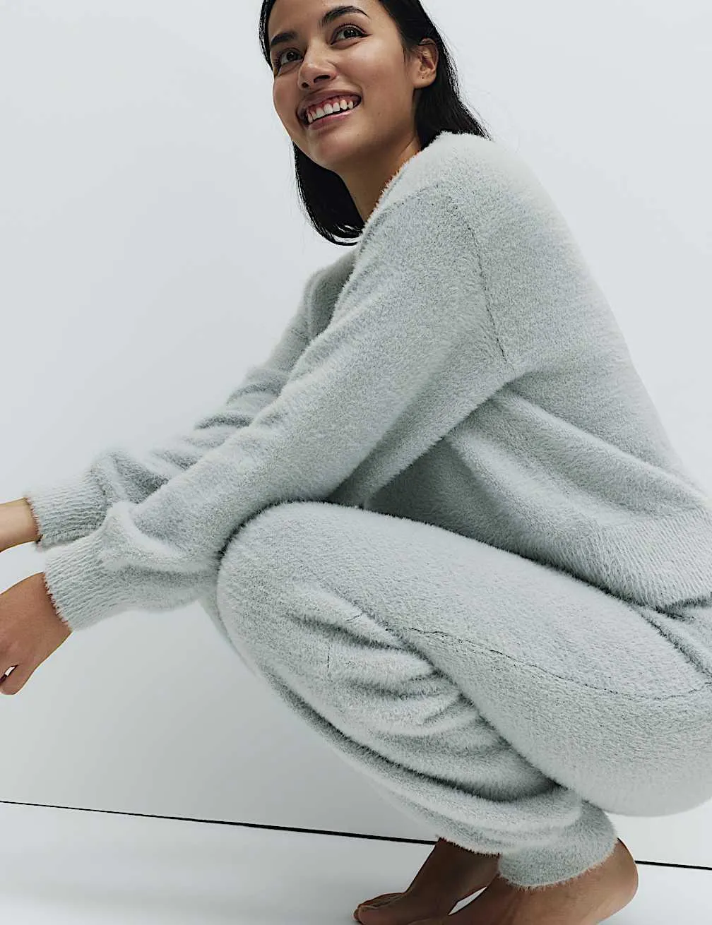 Federstrick-Schlafanzughose mit Bündchensaum