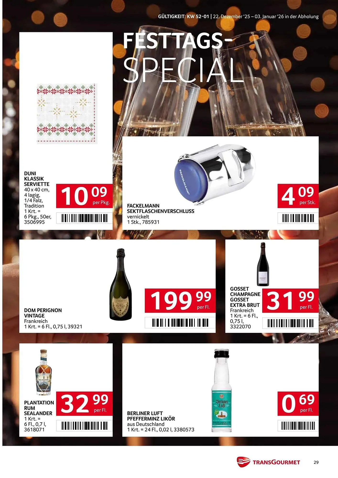 Transgourmet Flugblatt von 22. Dezember bis 4. Jänner 2026 - Flugblätt seite 29