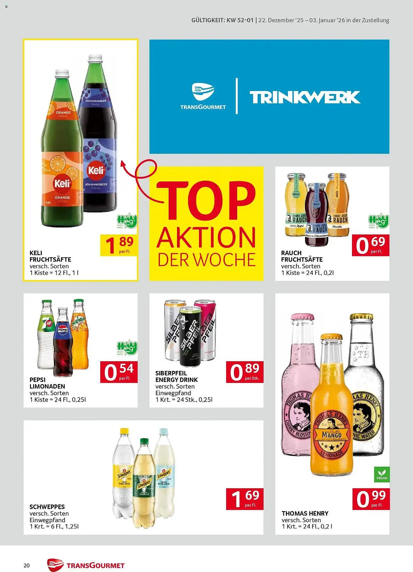 Transgourmet Flugblatt von 22. Dezember bis 3. Jänner 2026 - Flugblätt seite  20