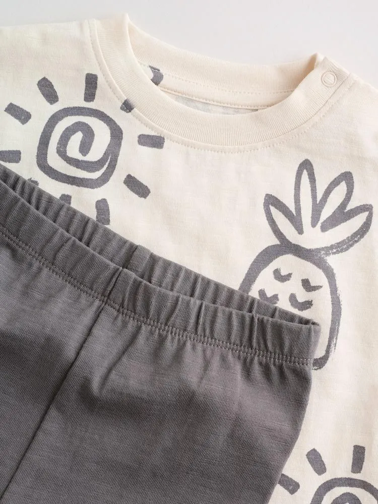 Schwarzweiß/Palmen - Baby Top & Leggings 6 Piece Set (0mths-3yrs)