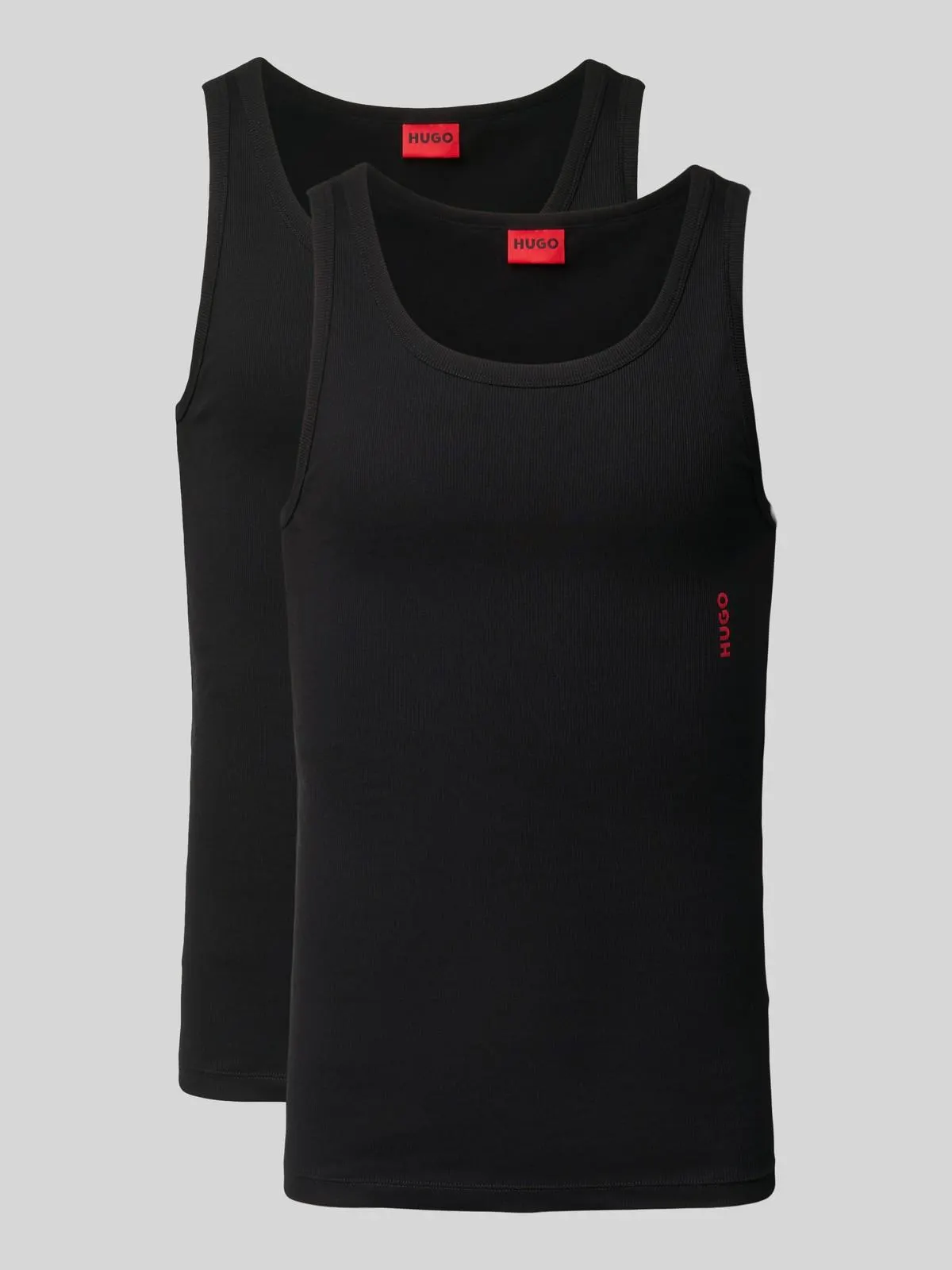 Tanktop mit Label-Print im 2er-Pack in black