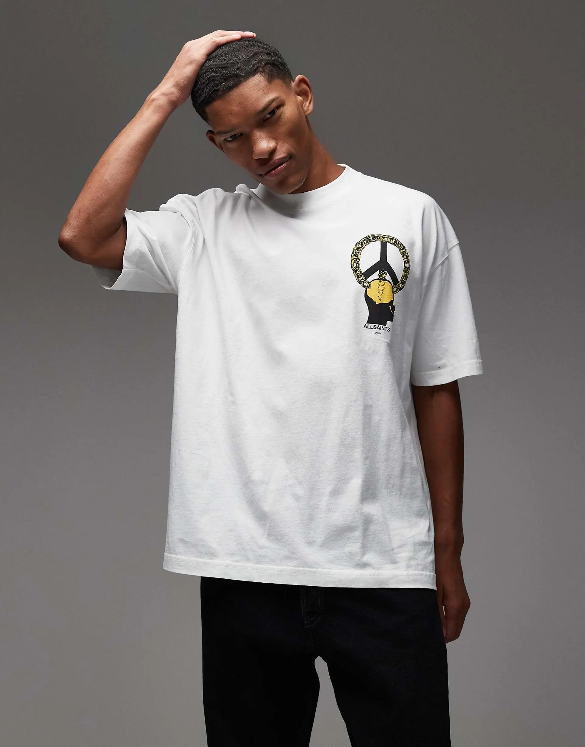 AllSaints Screwed graphic t-shirt in white