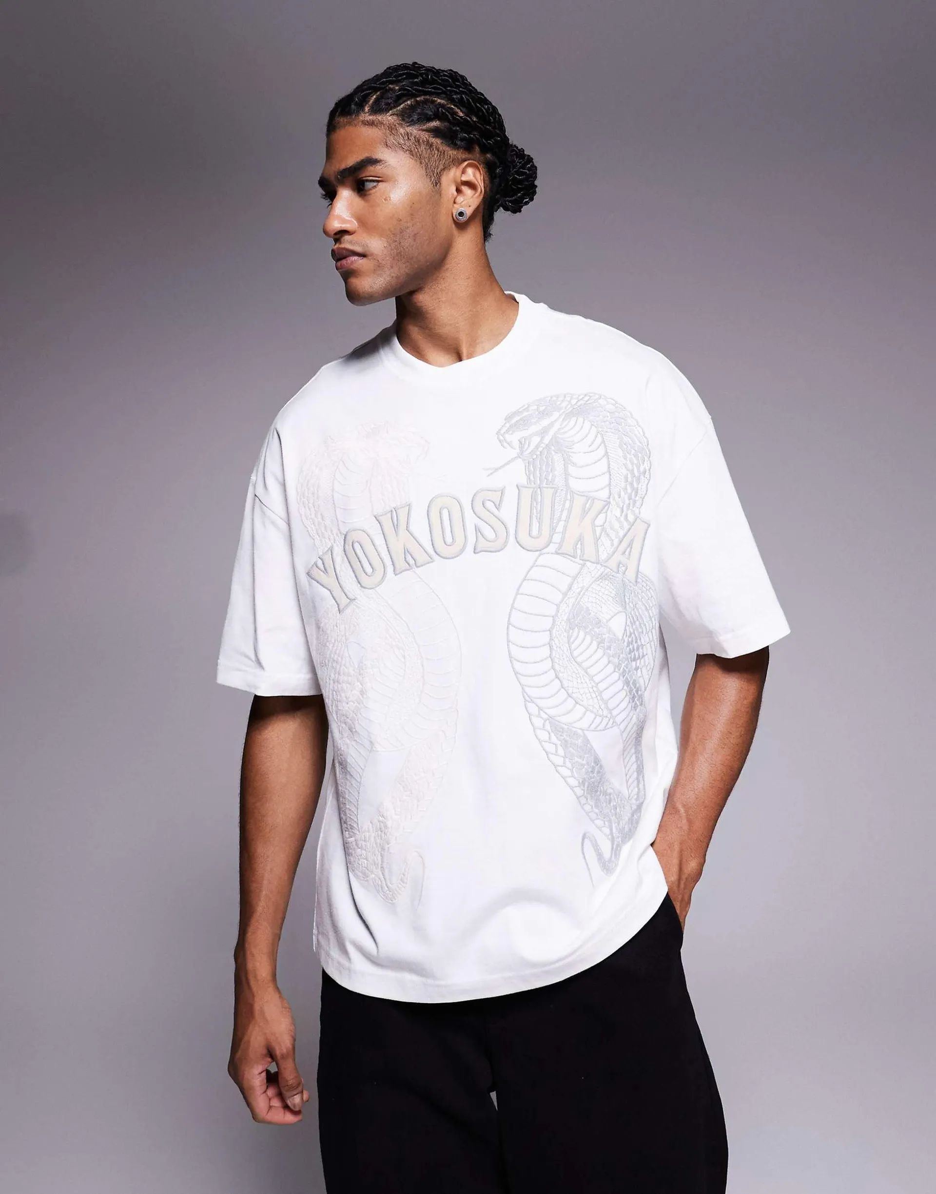 River Island 'Yokosuka' cobra graphic t-shirt in white