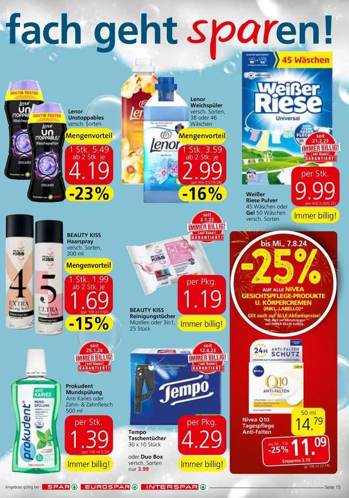 Spar flugblatt von 31. Juli bis 14. August 2024 - Flugblätt seite  15