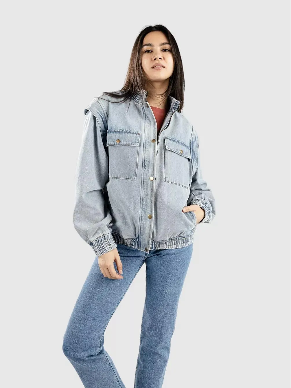 Oversized Bomber Jeansjacke