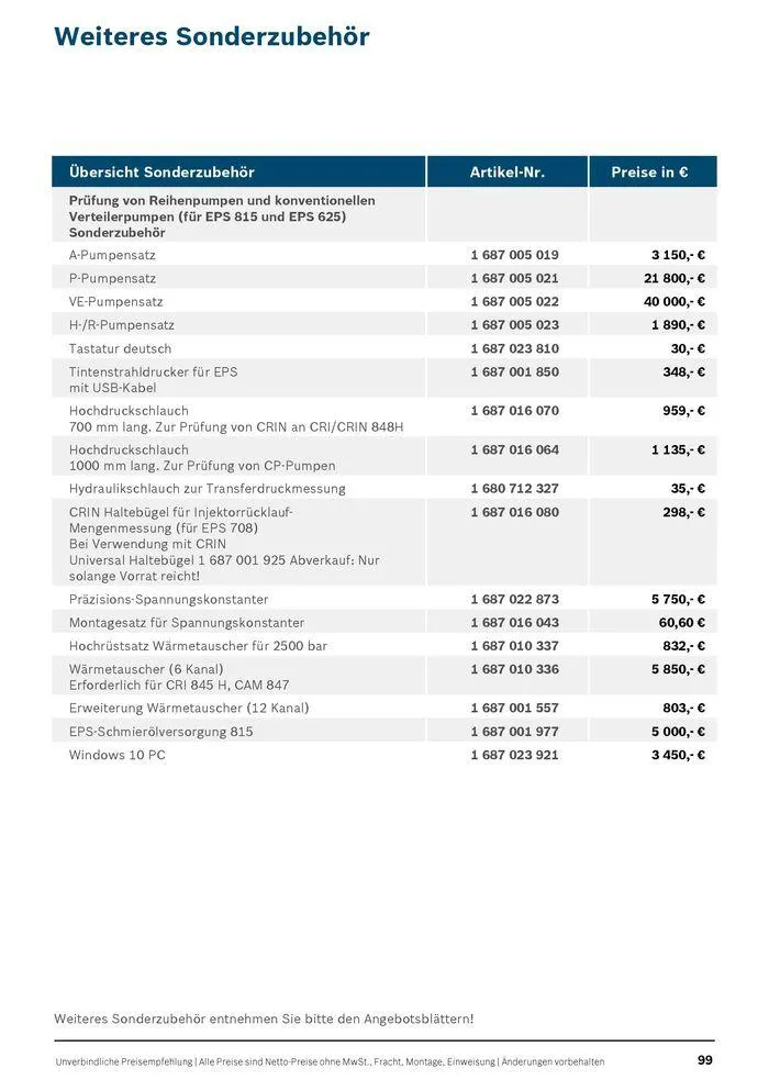 Werkstattausrüstung von Bosch von 21. Mai bis 31. Dezember 2024 - Flugblätt seite 99