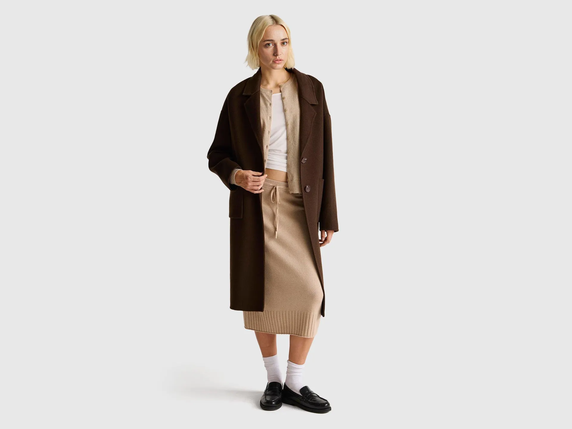 Midimantel aus Wollmischung