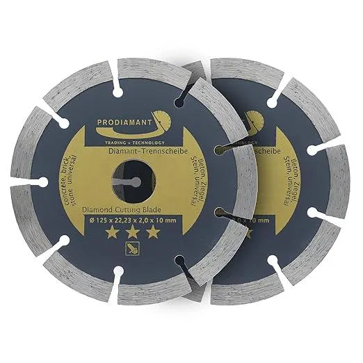 PRODIAMANT Diamanttrennscheiben Set 2x 125mm universal Trennscheibe für Stein, Beton, Granit, Mauerwerk, Ziegel Zubehör Winkelschleifer