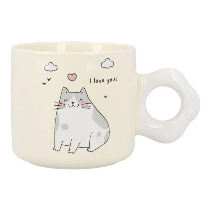 Becher Comic-Katze, I love you/gelb, 310 ml