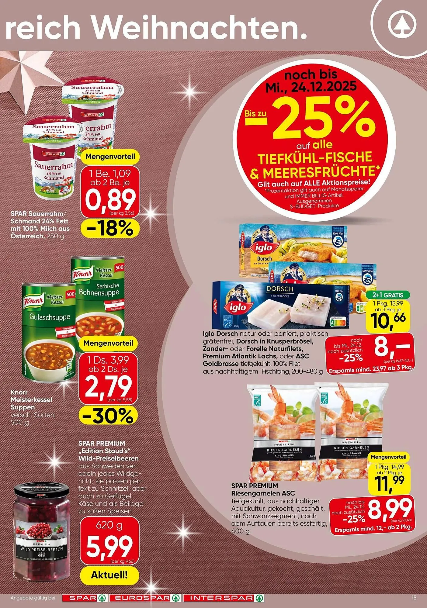 Spar Flugblatt von 23. Dezember bis 31. Dezember 2025 - Flugblätt seite  15