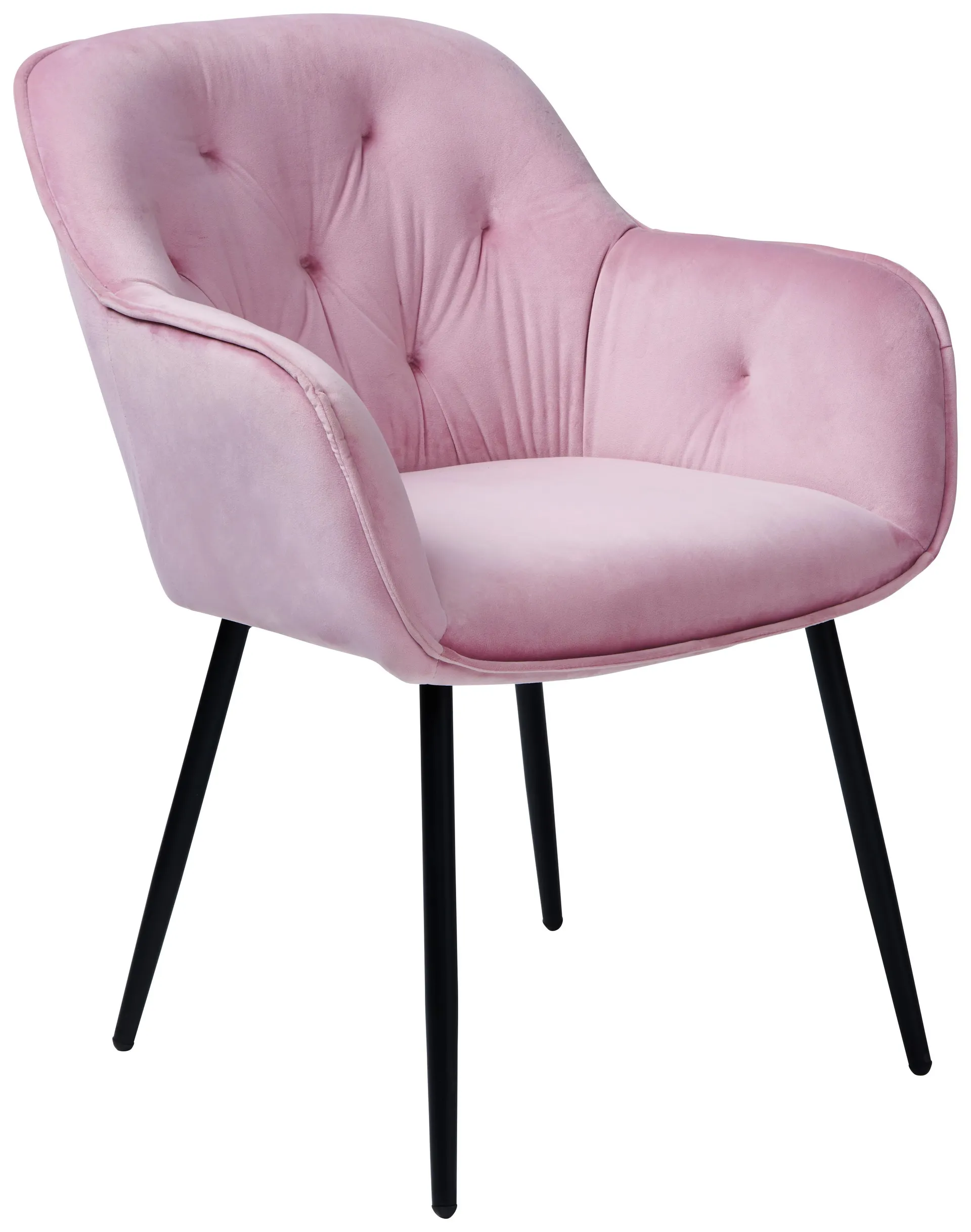 Armlehnstuhl Salerno Samtbezug Rosa Gepolstert