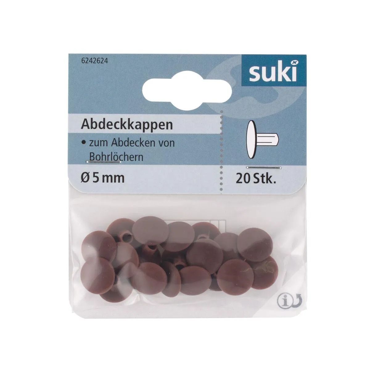 Suki Abdeckkappe Kunststoff Durchmesser 5 mm braun 20 Stück