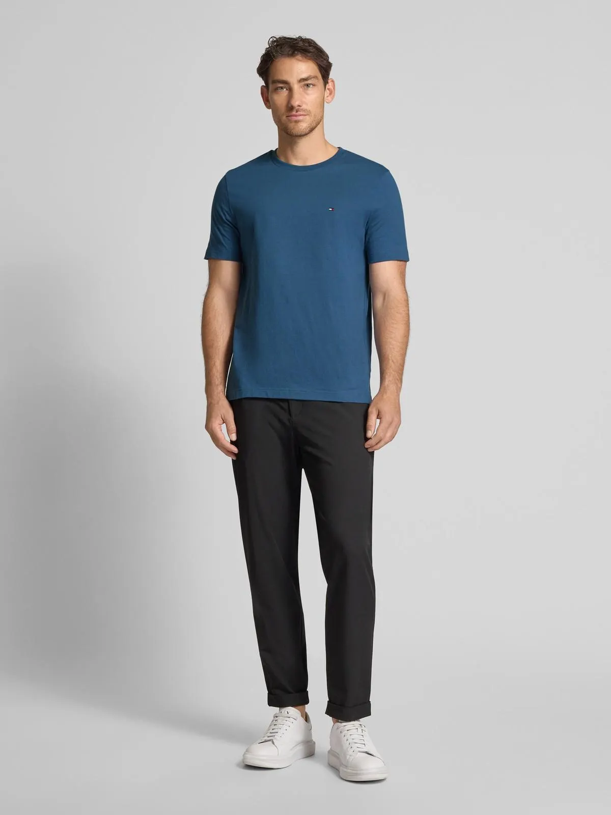 Regular Fit T-Shirt aus reiner Baumwolle in petrol