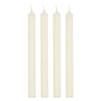 Rustikale Stabkerzen, wollweiß, 25 x 2,2 cm, 4 Stück