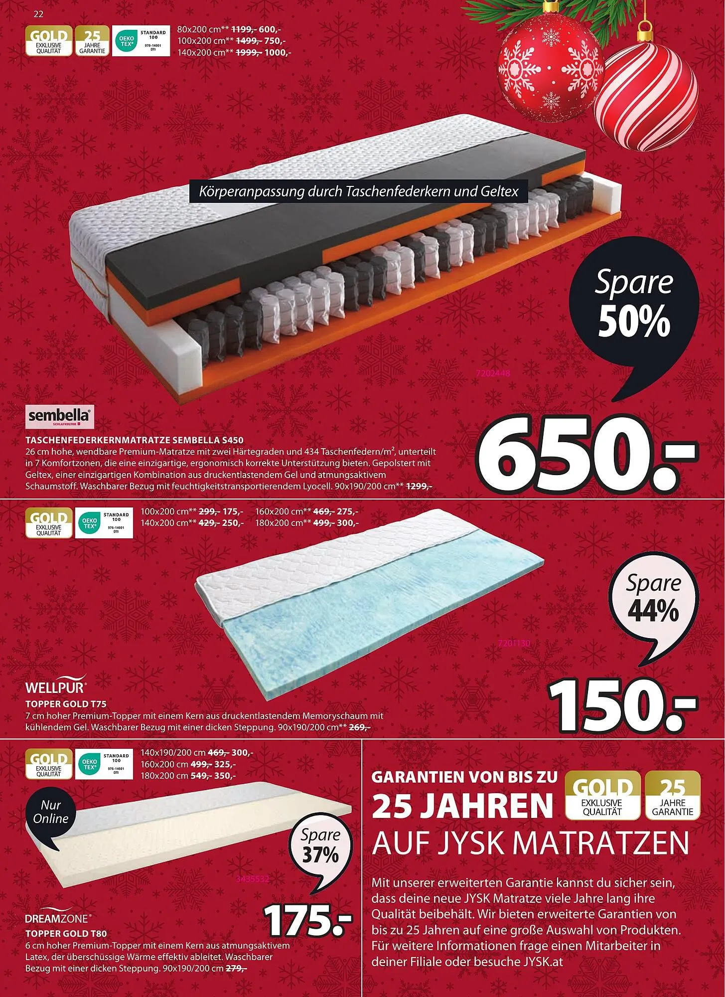 JYSK Flugblatt von 29. November bis 2. Jänner 2024 - Flugblätt seite 22