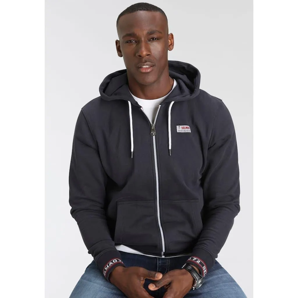 DELMAO Kapuzensweatjacke mit kontrastfarbenen Reißverschlüssen