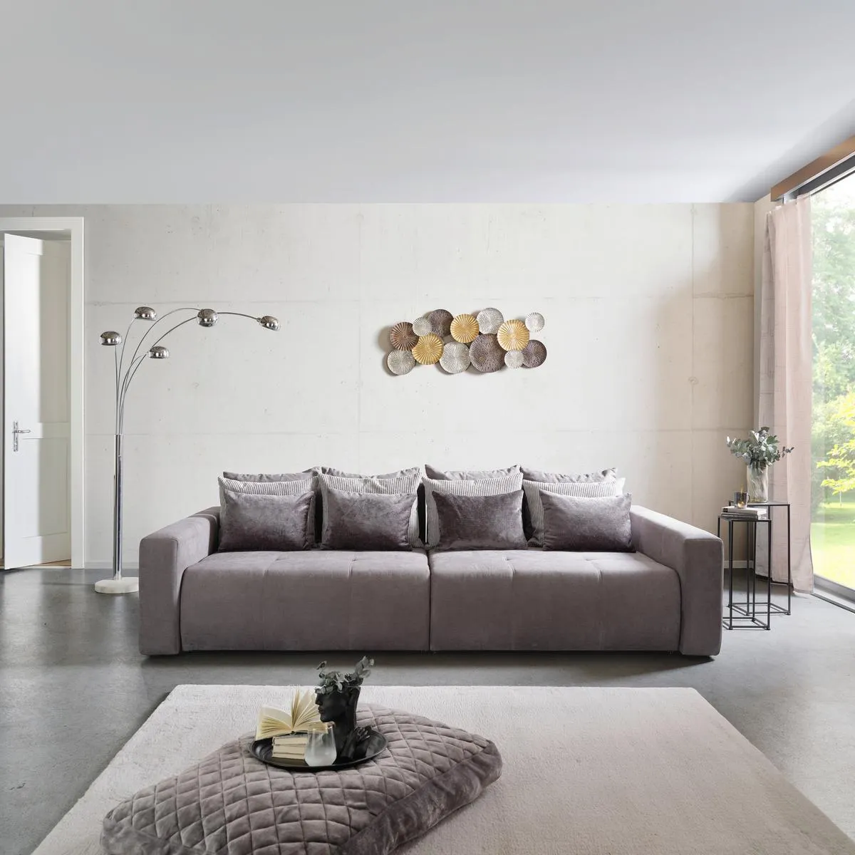 Sofa mit Schlaffunktion Hanna B: 280cm Grau